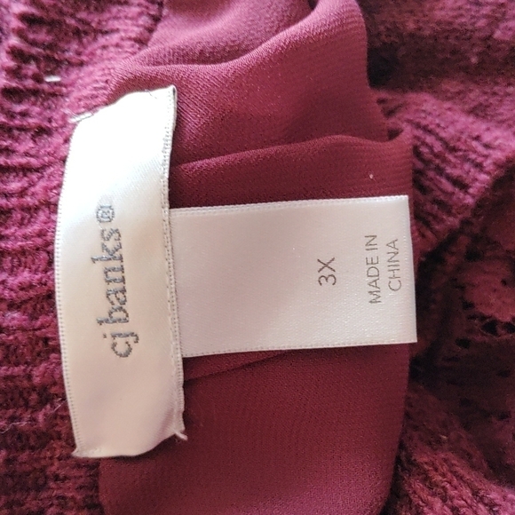 CJ Banks maroon knit and sheer sweater 3/4 sleeve plus size 3X - Picture 7 of 7